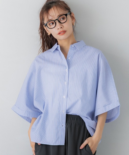coca(coca)(コカ)の「ドルマンシャツ(シャツ/ブラウス・レディース・ブルー/グレー・M/L)」の2枚目の写真