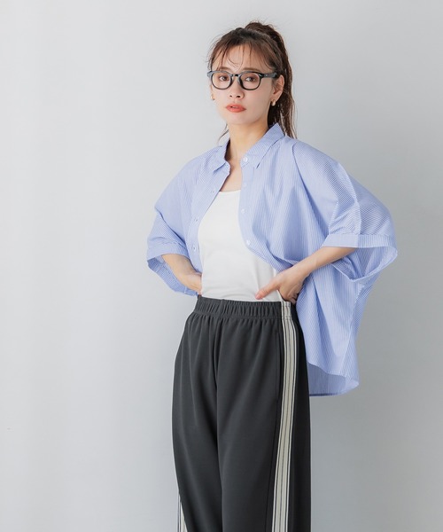 coca(coca)(コカ)の「ドルマンシャツ(シャツ/ブラウス・レディース・ブルー/グレー・M/L)」の4枚目の写真