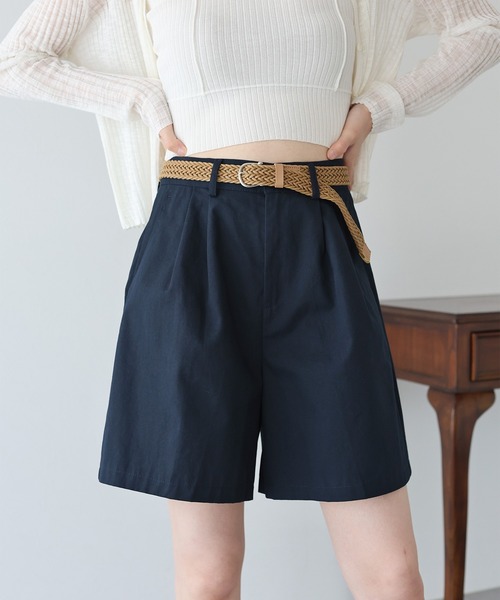 BLUEEAST（ブルーイースト）の「メッシュベルト付きハーフパンツ（その他パンツ・レディース・ブラック/ベージュ/ネイビー・MEDIUM）」の3枚目の写真