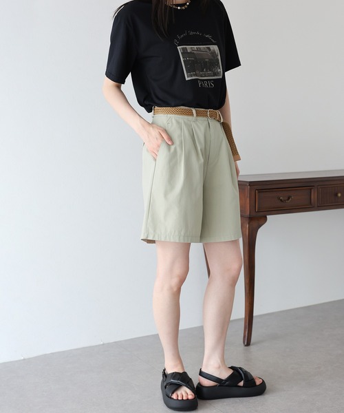 BLUEEAST（ブルーイースト）の「メッシュベルト付きハーフパンツ（その他パンツ・レディース・ブラック/ベージュ/ネイビー・MEDIUM）」の5枚目の写真