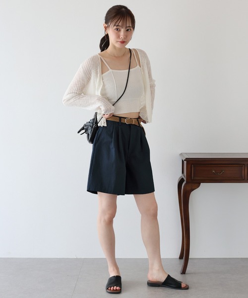 BLUEEAST（ブルーイースト）の「メッシュベルト付きハーフパンツ（その他パンツ・レディース・ブラック/ベージュ/ネイビー・MEDIUM）」の12枚目の写真