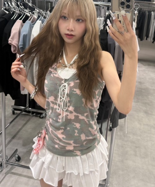 【SETUP‐EXE】CAMO RAW EDGE SLEEVELESS / 【セットアップエグゼ】カモローエッジタンクトップ
