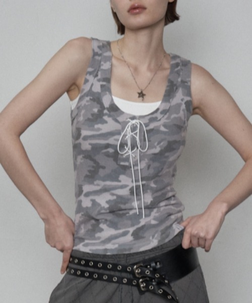タンクトップ ノースリーブ 「SETUP‐EXE」CAMO RAW EDGE SLEEVELESS / 「セットアップエグゼ」カモローエッジタンクトッ SETUP‐EXE】CAMO RAW EDGE SLEEVELESS / 【セットアップエグゼ