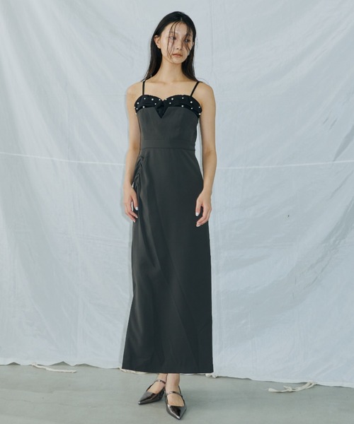 ANDRESD(アンドレスド)の「ドロップドパールドレス / dropped pearl dress(ドレス・レディース・ブラック/ベージュ/チャコール・S/M/L)」の16枚目の写真