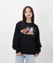 “CAT”&“DOG” Hirochika Machida 裏起毛ラグランクルースウェット