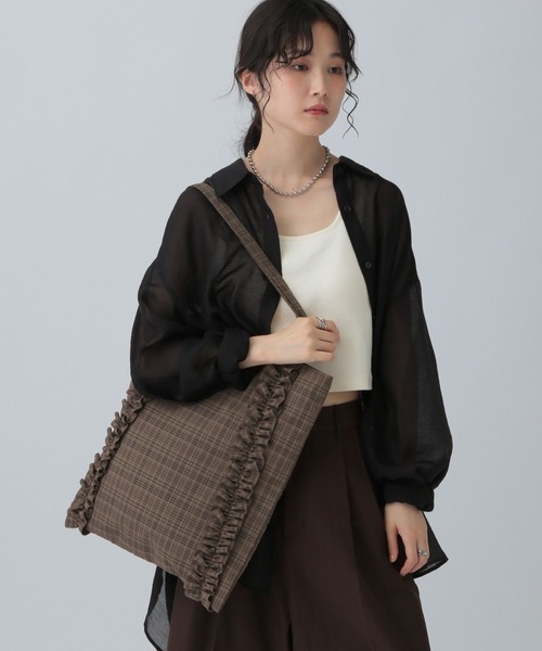 LEPSIM（レプシィム）の「フリルチェックトート　570599（トートバッグ・レディース・ブラウン/ブルー/ブラック・ONE SIZE）」の9枚目の写真
