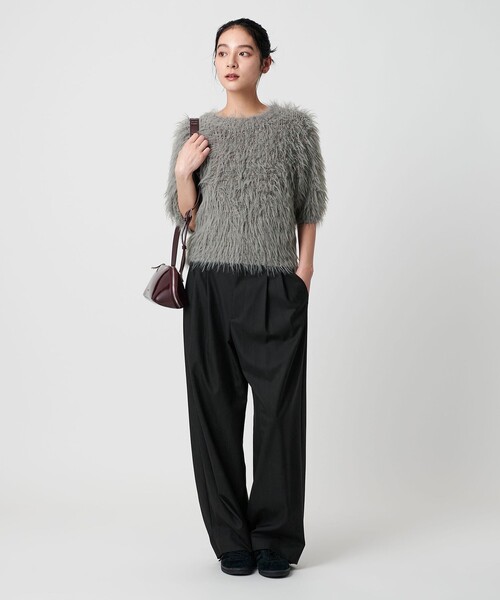 BEAUTY&YOUTH UNITED ARROWS(ビューティーアンドユースユナイテッドアローズ)の「バックラップ タックワイドパンツ -ウォッシャブル-(スラックス・レディース・その他1/グレー/オリーブ・S/M/XS)」の14枚目の写真