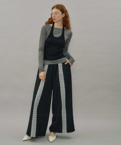 VIOLETTA(ヴィオレッタ)の「レースラインリラックスパンツ(その他パンツ・レディース・ブラック/グレー・M/S)」の5枚目の写真