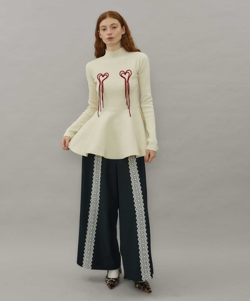 VIOLETTA(ヴィオレッタ)の「レースラインリラックスパンツ(その他パンツ・レディース・ブラック/グレー・M/S)」の6枚目の写真