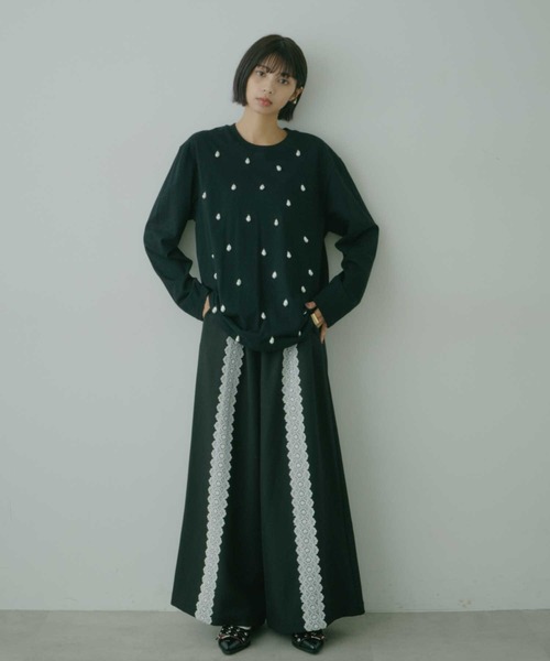 VIOLETTA(ヴィオレッタ)の「レースラインリラックスパンツ(その他パンツ・レディース・ブラック/グレー・M/S)」の8枚目の写真