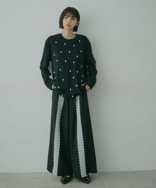 VIOLETTA(ヴィオレッタ)の「レースラインリラックスパンツ(その他パンツ・レディース・ブラック/グレー・M/S)」の9枚目の写真