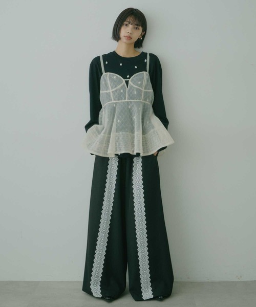 VIOLETTA(ヴィオレッタ)の「レースラインリラックスパンツ(その他パンツ・レディース・ブラック/グレー・M/S)」の11枚目の写真