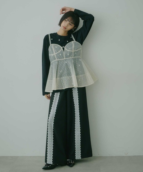 VIOLETTA(ヴィオレッタ)の「レースラインリラックスパンツ(その他パンツ・レディース・ブラック/グレー・M/S)」の12枚目の写真