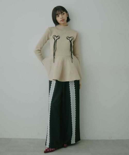 VIOLETTA(ヴィオレッタ)の「レースラインリラックスパンツ(その他パンツ・レディース・ブラック/グレー・M/S)」の14枚目の写真