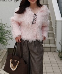2WAYロングシャギーショートニットカーディガン 秋服