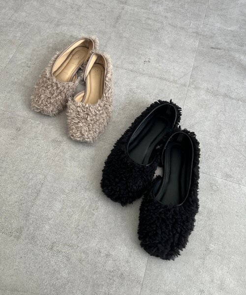 DouDou（ドゥドゥ）の「サイドオープンボアフラットシューズ（パンプス・レディース・ブラック/ベージュ・LARGE/SMALL/MEDIUM）」の7枚目の写真