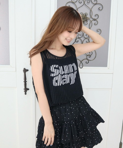 CECIL McBEE（セシルマクビー）の「裏地付きメッシュロゴバルーンタンク（タンクトップ・レディース・モカ/アイボリー/ブラック・MEDIUM）」の2枚目の写真