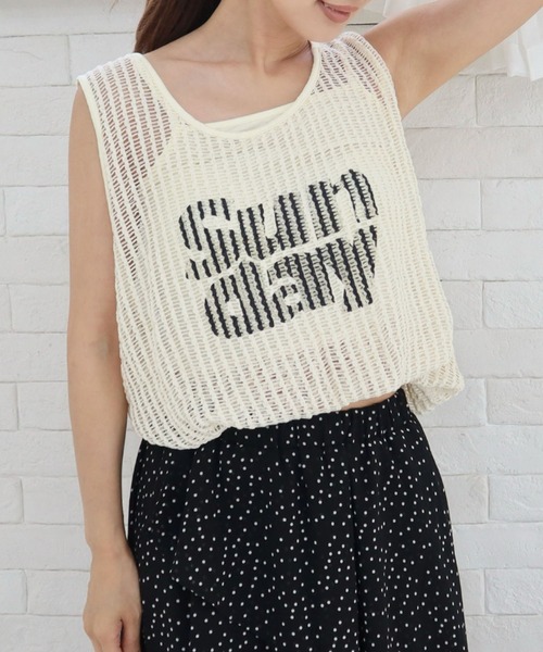 CECIL McBEE（セシルマクビー）の「裏地付きメッシュロゴバルーンタンク（タンクトップ・レディース・モカ/アイボリー/ブラック・MEDIUM）」の4枚目の写真