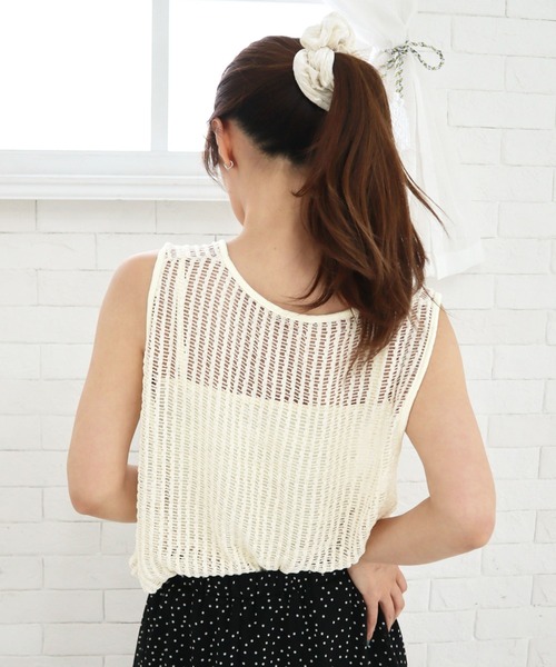 CECIL McBEE（セシルマクビー）の「裏地付きメッシュロゴバルーンタンク（タンクトップ・レディース・モカ/アイボリー/ブラック・MEDIUM）」の6枚目の写真