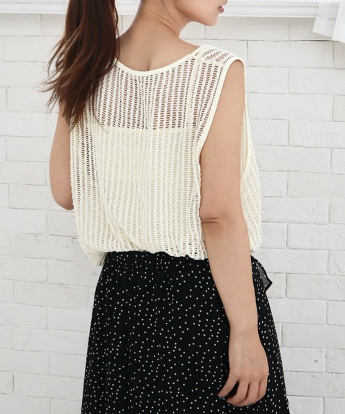 CECIL McBEE（セシルマクビー）の「裏地付きメッシュロゴバルーンタンク（タンクトップ・レディース・モカ/アイボリー/ブラック・MEDIUM）」の7枚目の写真