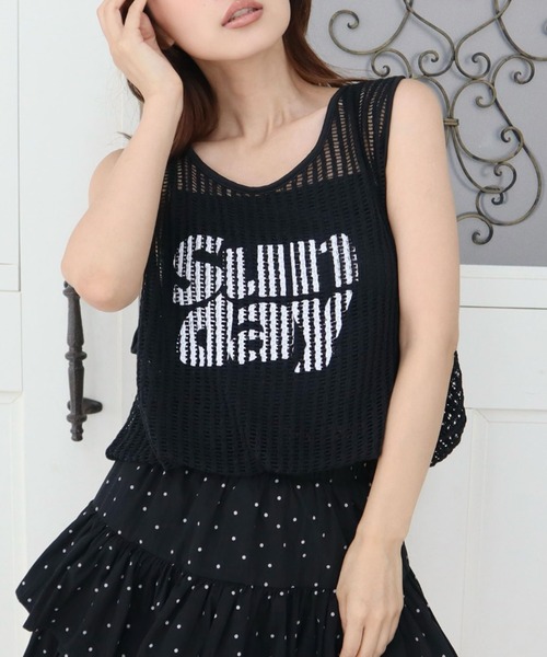 CECIL McBEE（セシルマクビー）の「裏地付きメッシュロゴバルーンタンク（タンクトップ・レディース・モカ/アイボリー/ブラック・MEDIUM）」の8枚目の写真