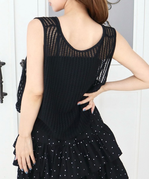 CECIL McBEE（セシルマクビー）の「裏地付きメッシュロゴバルーンタンク（タンクトップ・レディース・モカ/アイボリー/ブラック・MEDIUM）」の10枚目の写真