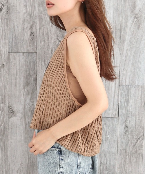 CECIL McBEE（セシルマクビー）の「裏地付きメッシュロゴバルーンタンク（タンクトップ・レディース・モカ/アイボリー/ブラック・MEDIUM）」の14枚目の写真