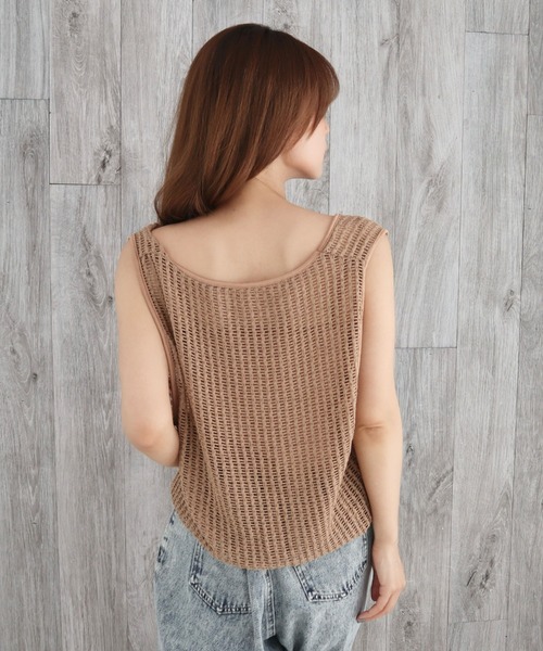 CECIL McBEE（セシルマクビー）の「裏地付きメッシュロゴバルーンタンク（タンクトップ・レディース・モカ/アイボリー/ブラック・MEDIUM）」の21枚目の写真