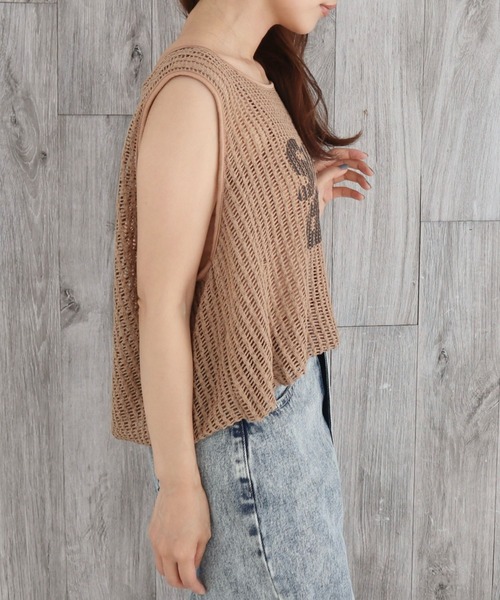 CECIL McBEE（セシルマクビー）の「裏地付きメッシュロゴバルーンタンク（タンクトップ・レディース・モカ/アイボリー/ブラック・MEDIUM）」の15枚目の写真