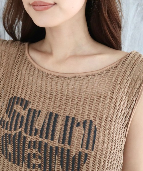 CECIL McBEE（セシルマクビー）の「裏地付きメッシュロゴバルーンタンク（タンクトップ・レディース・モカ/アイボリー/ブラック・MEDIUM）」の16枚目の写真