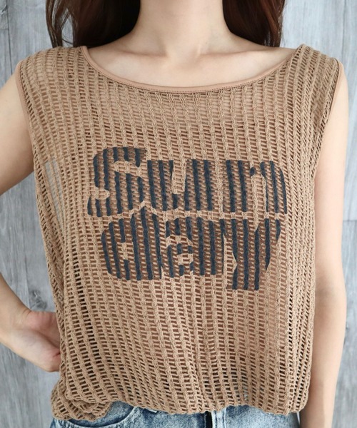 CECIL McBEE（セシルマクビー）の「裏地付きメッシュロゴバルーンタンク（タンクトップ・レディース・モカ/アイボリー/ブラック・MEDIUM）」の17枚目の写真