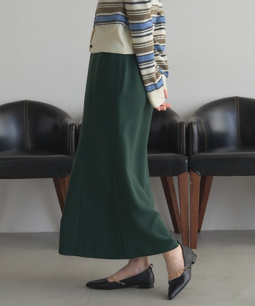&. NOSTALGIA（アンドドットノスタルジア）の「【ZOZO限定】Iラインマーメイドスカート（スカート・レディース・グリーン/チャコールグレー・マルチサイズ）」の4枚目の写真