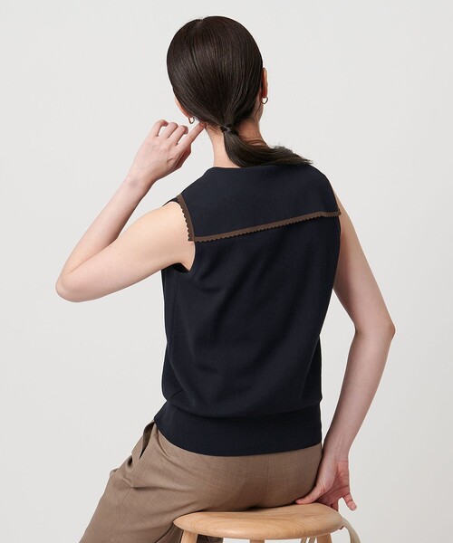 【BEIGE】スカラップ セーラー ノースリーブ ニット ウォッシャブル UNITED ARROWS LTD. OUTLET｜スカラップ セーラー ノースリーブ ニット