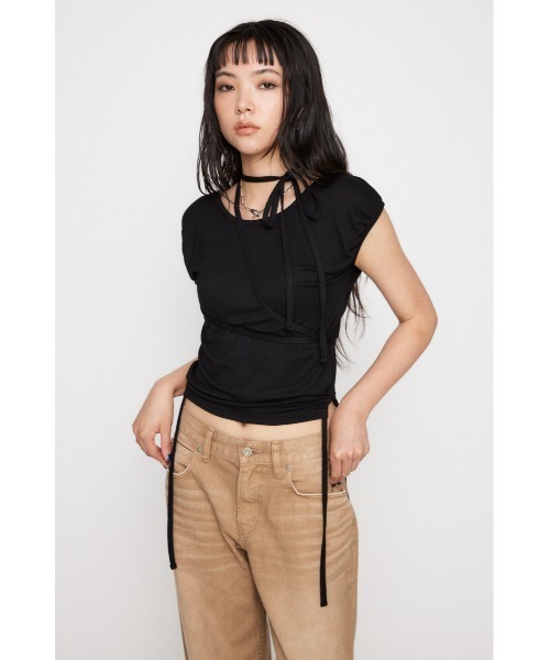 LAGUA GEM(ラグアジェム)の「RIBBON DROP トップス(Tシャツ/カットソー・レディース・ブラウン/レッド/ブラック・FREE)」の10枚目の写真