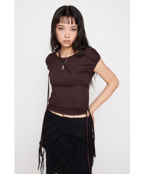 LAGUA GEM(ラグアジェム)の「RIBBON DROP トップス(Tシャツ/カットソー・レディース・ブラウン/レッド/ブラック・FREE)」の14枚目の写真