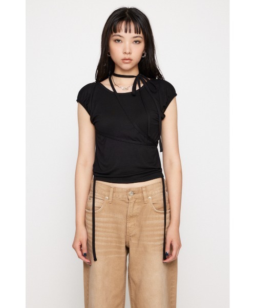 LAGUA GEM(ラグアジェム)の「RIBBON DROP トップス(Tシャツ/カットソー・レディース・ブラウン/レッド/ブラック・FREE)」の9枚目の写真