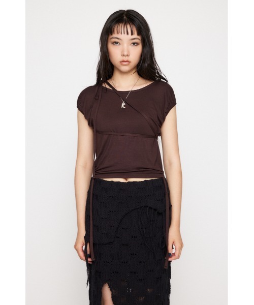 LAGUA GEM(ラグアジェム)の「RIBBON DROP トップス(Tシャツ/カットソー・レディース・ブラウン/レッド/ブラック・FREE)」の13枚目の写真