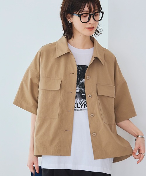 CROSS FUNCTION（クロスファンクション）の「《UV/吸水速乾》エブ楽 ミリタリーシャツジャケット【CROSS FUNCTION/クロスファンクション】（シャツ/ブラウス・レディース・カーキ/ベージュ・LL/L/M）」の2枚目の写真