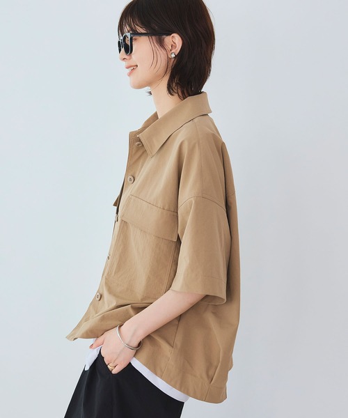 CROSS FUNCTION（クロスファンクション）の「《UV/吸水速乾》エブ楽 ミリタリーシャツジャケット【CROSS FUNCTION/クロスファンクション】（シャツ/ブラウス・レディース・カーキ/ベージュ・LL/L/M）」の6枚目の写真