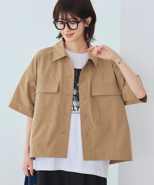 CROSS FUNCTION（クロスファンクション）の「《UV/吸水速乾》エブ楽 ミリタリーシャツジャケット【CROSS FUNCTION/クロスファンクション】（シャツ/ブラウス・レディース・カーキ/ベージュ・LL/L/M）」の3枚目の写真