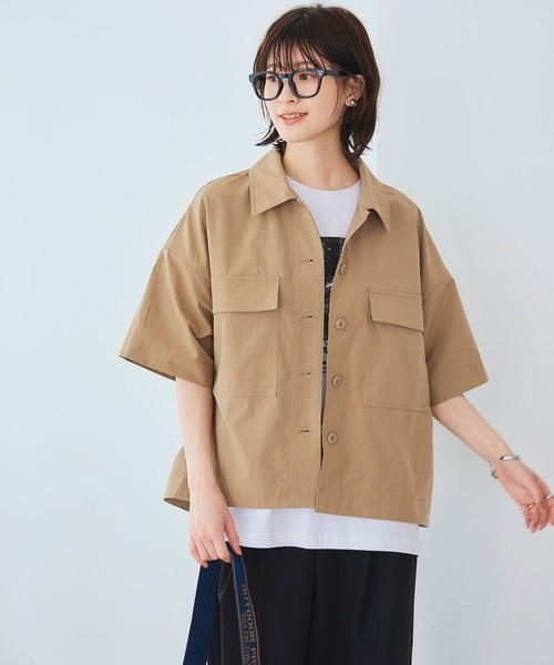 CROSS FUNCTION（クロスファンクション）の「《UV/吸水速乾》エブ楽 ミリタリーシャツジャケット【CROSS FUNCTION/クロスファンクション】（シャツ/ブラウス・レディース・カーキ/ベージュ・LL/L/M）」の4枚目の写真