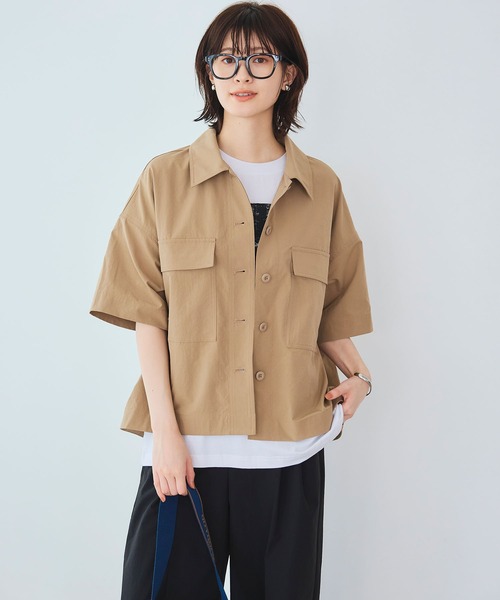 CROSS FUNCTION（クロスファンクション）の「《UV/吸水速乾》エブ楽 ミリタリーシャツジャケット【CROSS FUNCTION/クロスファンクション】（シャツ/ブラウス・レディース・カーキ/ベージュ・LL/L/M）」の5枚目の写真