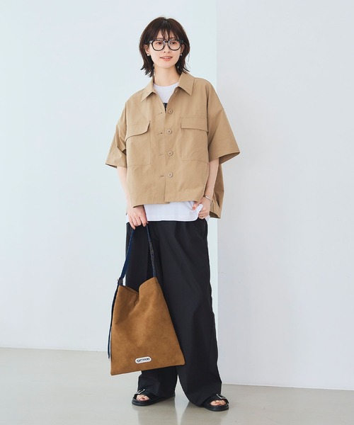 CROSS FUNCTION（クロスファンクション）の「《UV/吸水速乾》エブ楽 ミリタリーシャツジャケット【CROSS FUNCTION/クロスファンクション】（シャツ/ブラウス・レディース・カーキ/ベージュ・LL/L/M）」の9枚目の写真