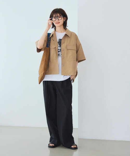 CROSS FUNCTION（クロスファンクション）の「《UV/吸水速乾》エブ楽 ミリタリーシャツジャケット【CROSS FUNCTION/クロスファンクション】（シャツ/ブラウス・レディース・カーキ/ベージュ・LL/L/M）」の8枚目の写真