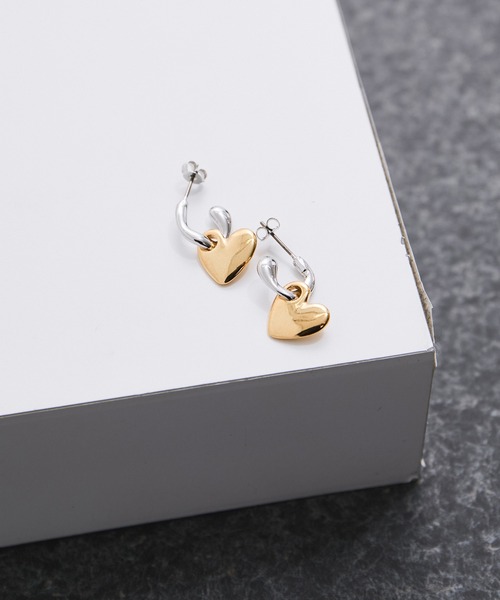 le cercle ADAM ET ROPE'(ルセルクルアダムエロペ)の「ハートフープピアス(ピアス(両耳用)・レディース・シルバー/ゴールド・FREE)」の2枚目の写真