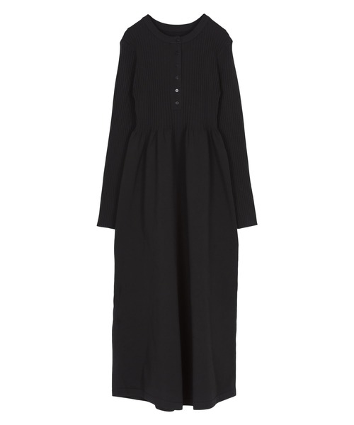 ヘンリーネックデザインニットワンピース（ワンピース）｜titivate