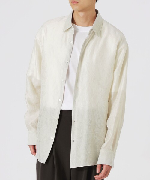 LOVELESS（ラブレス）の「シアーアブストラクトジャガードシャツ（シャツ/ブラウス・メンズ・グレー系その他/ブラック/オフホワイト・M/L）」の4枚目の写真