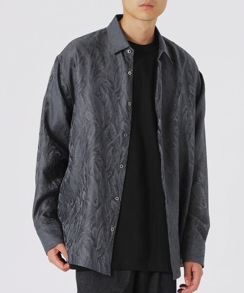 LOVELESS（ラブレス）の「シアーアブストラクトジャガードシャツ（シャツ/ブラウス・メンズ・グレー系その他/ブラック/オフホワイト・M/L）」の5枚目の写真