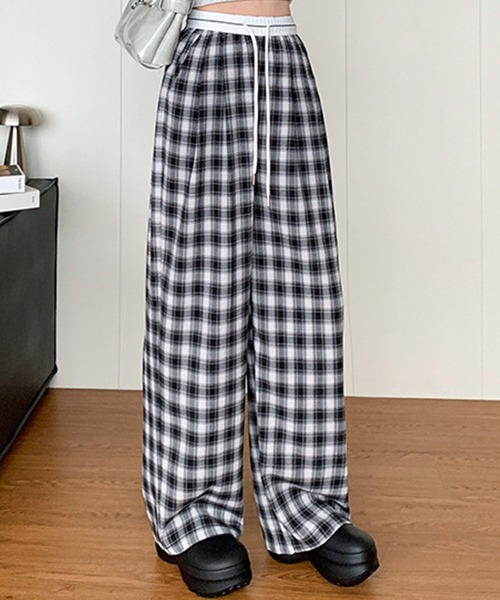 GLAMOROUS JANE(グラマラスジェーン)の「チェック柄イージーパンツ(その他パンツ・レディース・ブラウン/ブラック・L/M)」の1枚目の写真