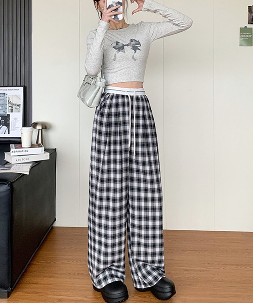 GLAMOROUS JANE(グラマラスジェーン)の「チェック柄イージーパンツ(その他パンツ・レディース・ブラウン/ブラック・L/M)」の3枚目の写真